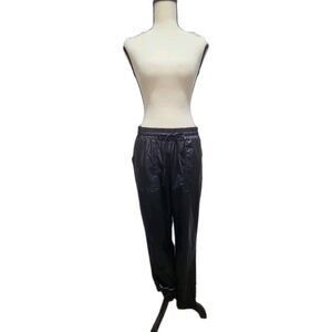 Just Be Faux Leather Jogger Pants - Black, Drawstring Waist, Pockets
